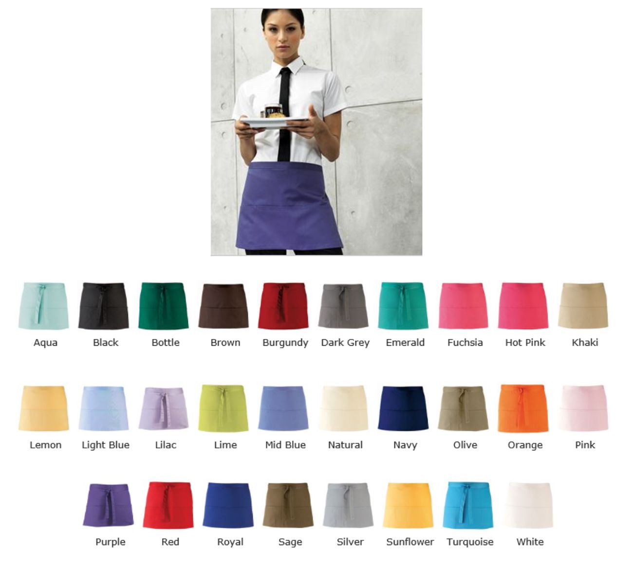 Premier PR155 Workwear Colours 3 Pocket Apron